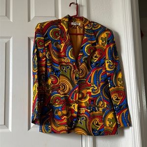 100% rayon multicolored jacket with padded shoulders